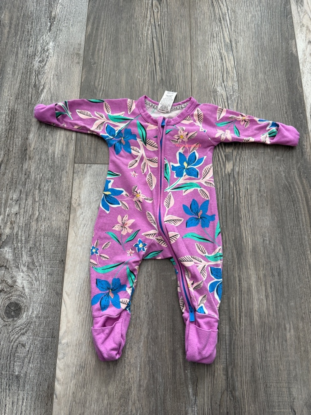 Bonds Girls Floral Footed One-Piece Pajamas - Purple
